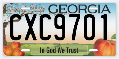 GA license plate CXC9701