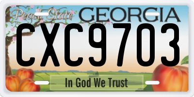 GA license plate CXC9703