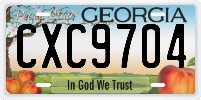 GA license plate CXC9704