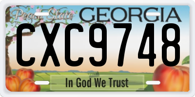 GA license plate CXC9748