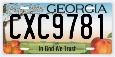 GA license plate CXC9781
