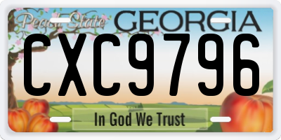 GA license plate CXC9796