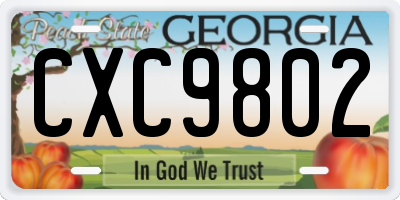 GA license plate CXC9802