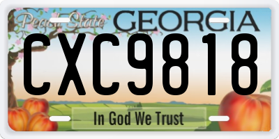 GA license plate CXC9818