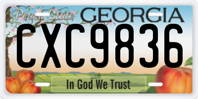 GA license plate CXC9836