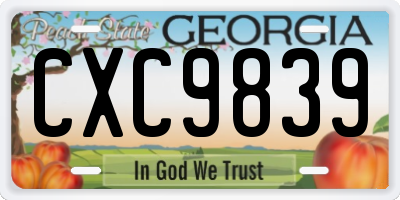 GA license plate CXC9839