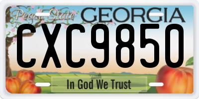 GA license plate CXC9850