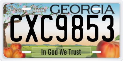 GA license plate CXC9853