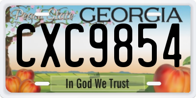 GA license plate CXC9854