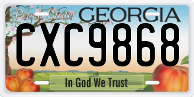 GA license plate CXC9868