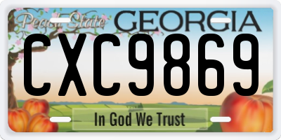 GA license plate CXC9869