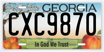 GA license plate CXC9870