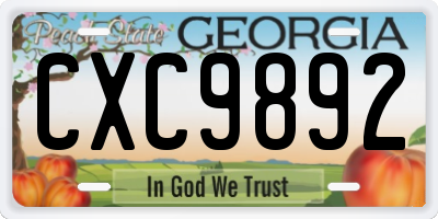 GA license plate CXC9892