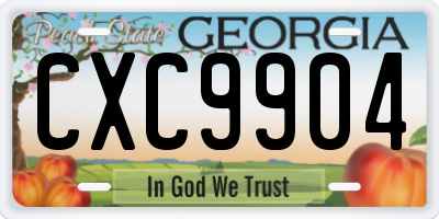 GA license plate CXC9904