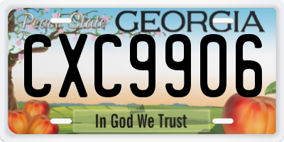 GA license plate CXC9906