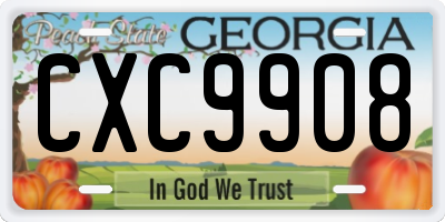 GA license plate CXC9908