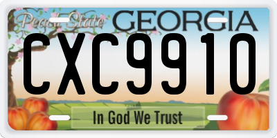 GA license plate CXC9910