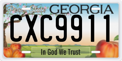 GA license plate CXC9911