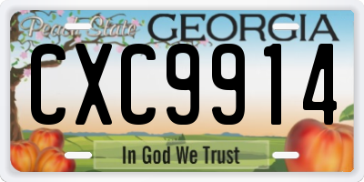 GA license plate CXC9914