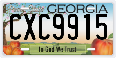 GA license plate CXC9915