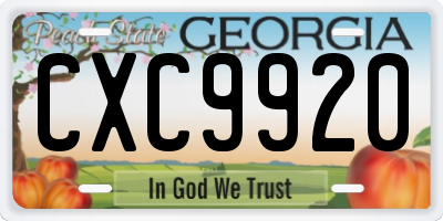 GA license plate CXC9920