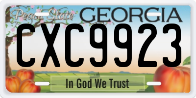 GA license plate CXC9923