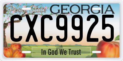 GA license plate CXC9925