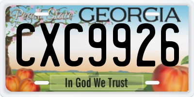 GA license plate CXC9926