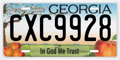 GA license plate CXC9928