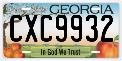 GA license plate CXC9932