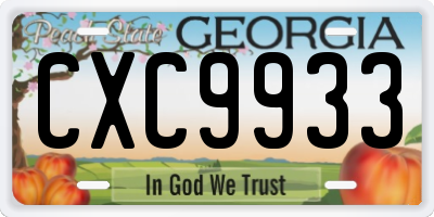 GA license plate CXC9933