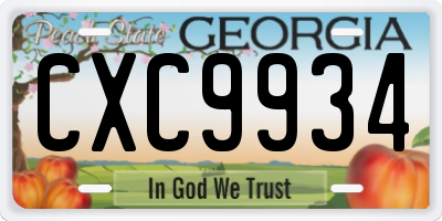 GA license plate CXC9934