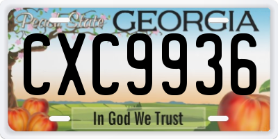 GA license plate CXC9936