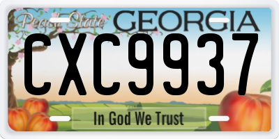 GA license plate CXC9937