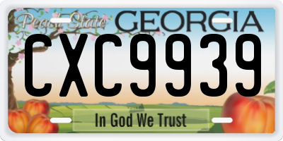 GA license plate CXC9939