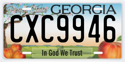 GA license plate CXC9946