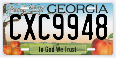 GA license plate CXC9948