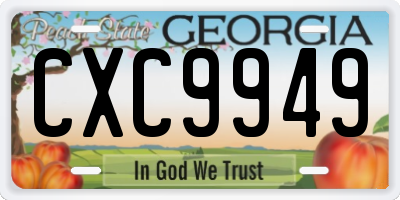 GA license plate CXC9949