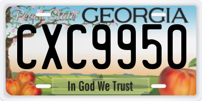 GA license plate CXC9950