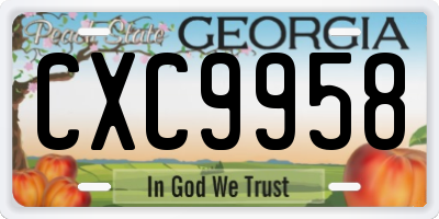 GA license plate CXC9958