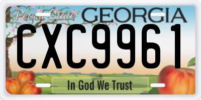 GA license plate CXC9961