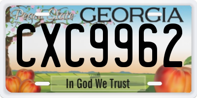 GA license plate CXC9962