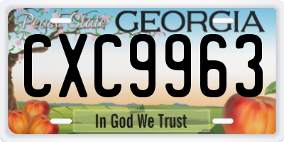 GA license plate CXC9963