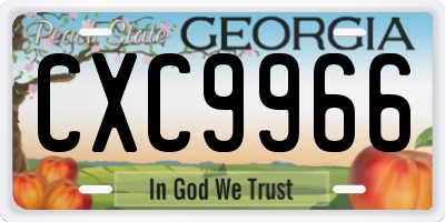 GA license plate CXC9966