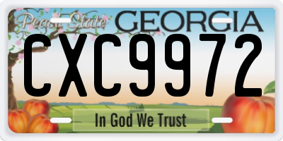GA license plate CXC9972