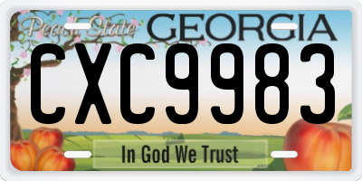 GA license plate CXC9983