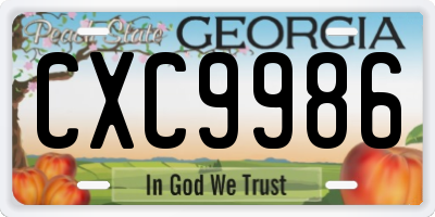 GA license plate CXC9986