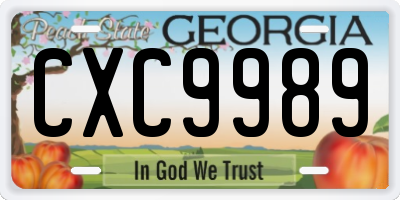 GA license plate CXC9989
