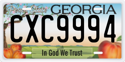 GA license plate CXC9994