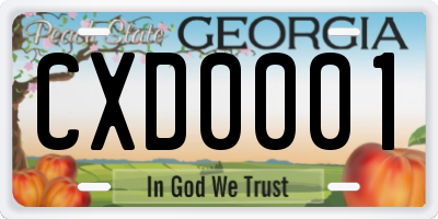GA license plate CXD0001
